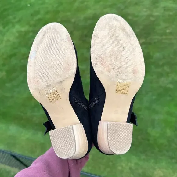 Free People x Faryl Robin size 8 Alameda Black Vegan Suede Wood Heel Booties - Picture 11 of 13